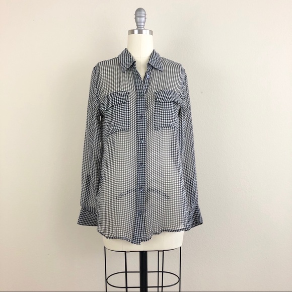 Equipment Tops - Equipment Femme Houndstooth Silk Button Down
